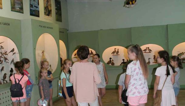 Dzieci zwiedzają przyrdoniczą ekspozycję 