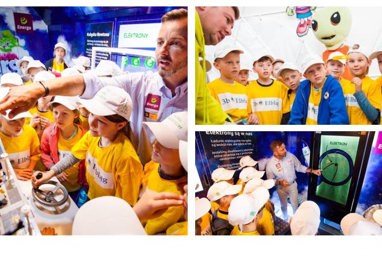 trzy fotografie z prowadzącymi warsztaty i dziećmi