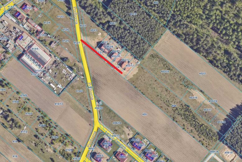 mapka z zaznaczoną ulicą Dębową