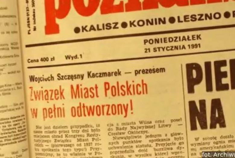 Gazeta z artykułem o odtworzeniu Związku Miast Polskich