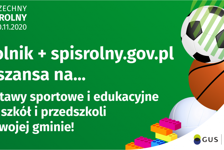 Zielony plakat informacyjny o konkursie dla gminnych biur spisowych 