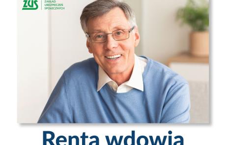 mężczyzna, napis: Renta wdowia