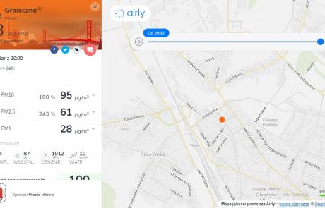 Jakość powietrza w Mławie - mapka