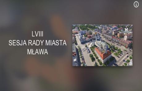 Obraz z widokiem na miasto Mława oraz napisem o sesji rady miasta