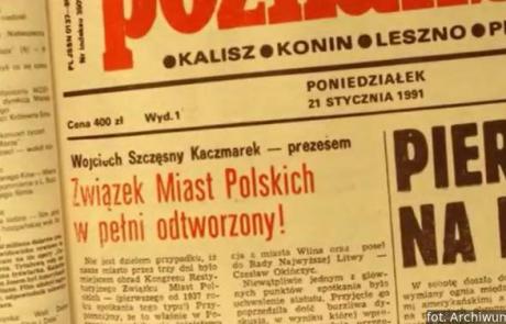 Gazeta z artykułem o odtworzeniu Związku Miast Polskich