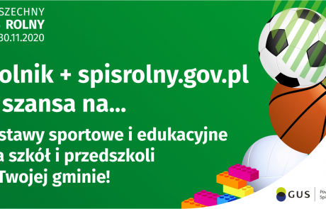 Zielony plakat informacyjny o konkursie dla gminnych biur spisowych 