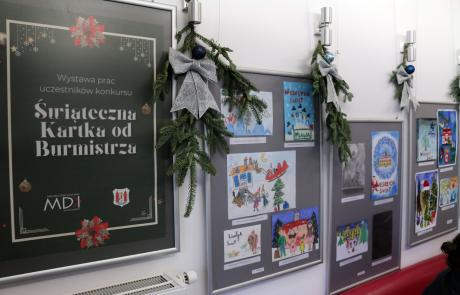 wystawa prac nagrodzonych w konkursie Świąteczna kartka od Burmistrza