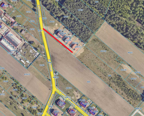 mapka z zaznaczoną ulicą Dębową