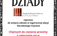 Narodowe Czytanie „Dziadów” Adama Mickiewicza – przyjmowanie zgłoszeń