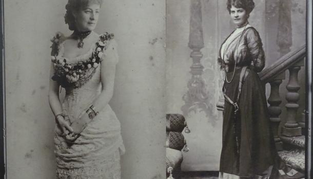 Dwa czarno-białe portrety stojące kobiet
