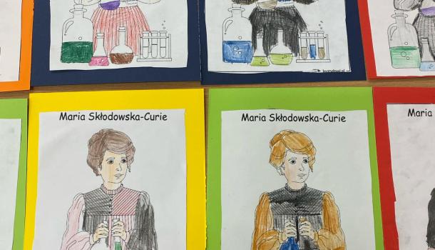 "Doświadczamy i eksperymentujemy z Marią Skłodowską-Curie" – prace plastyczne i doświadczenie uczniów klasy 2 SP 3