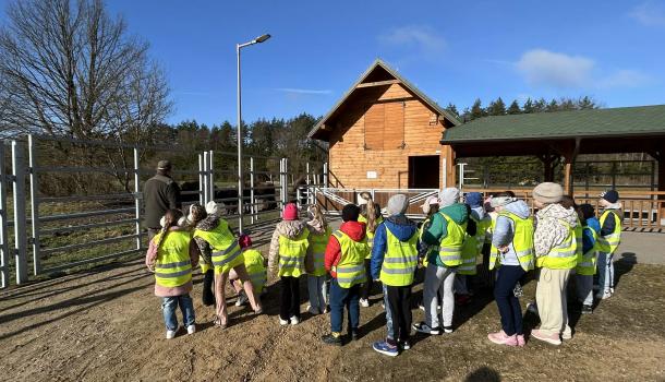 Wyjazd uczniów z klasy 2 d z SP nr 7 Mławską Kolejką Turystyczną do Zagrody Żubrów