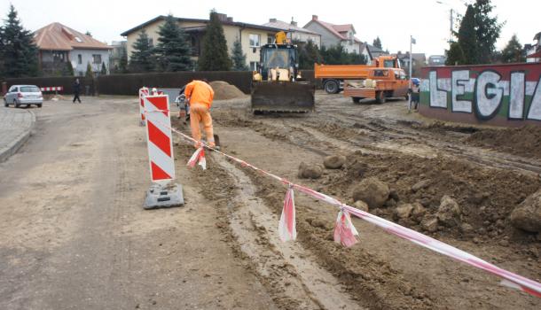 Na ul. Marii Skłodowskiej-Curie trwają prace budowlane